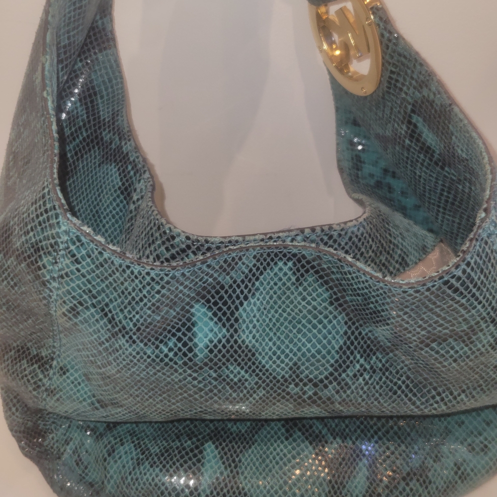 Elegant Blue Snake Print Women's Bag